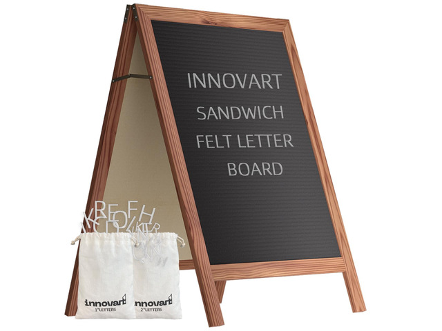 A-Frame Sidewalk Sign 40' x 26', Double-Sided Felt Sandwich Letter Board with Changeable Letters, Letter Board Sign with Stand for Restaurant,...