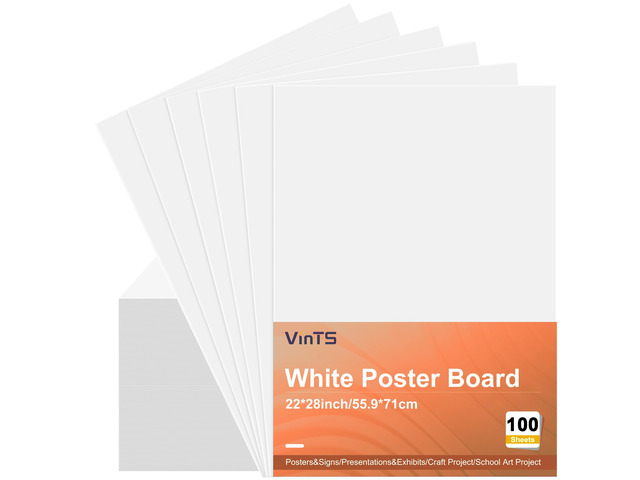 100Pcs White Poster Board, 22' x 28' White Poster Paper Large Thickness Vision Poster Board Bulk for Art Display Board, Science Fair, DIY Art,...