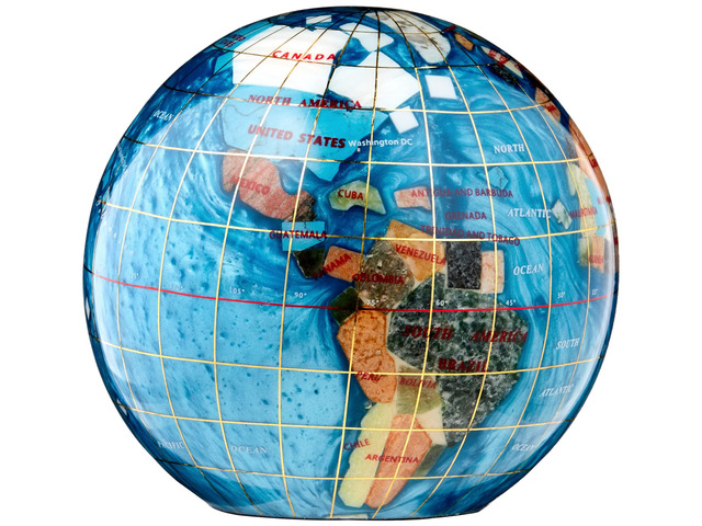 4.3' (110 mm) Diameter Gemstone Globe Paperweight Paper weight (Bahama Blue Swirl)