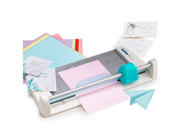 4-in-1 Portable Rotary Paper Cutter for Crafting, 12 Inch Cutting Length Multifunctional Rotary Paper Trimmer with Straight, Perforating, Wavy&...