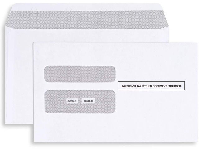 500 W2 Envelopes 2025 Self- Seal W2 Double Window Security Envelopes For W2 2-Up IRS Tax Forms from QuickBooks Online, Desktop, ADP and Other...