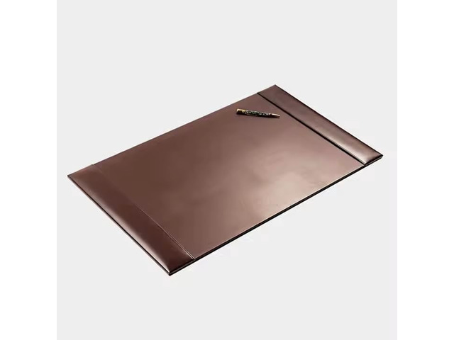 Luxury Bonded Leather Desk Blotter for Writing with Raised Side Rails, 30 x 18, Brown