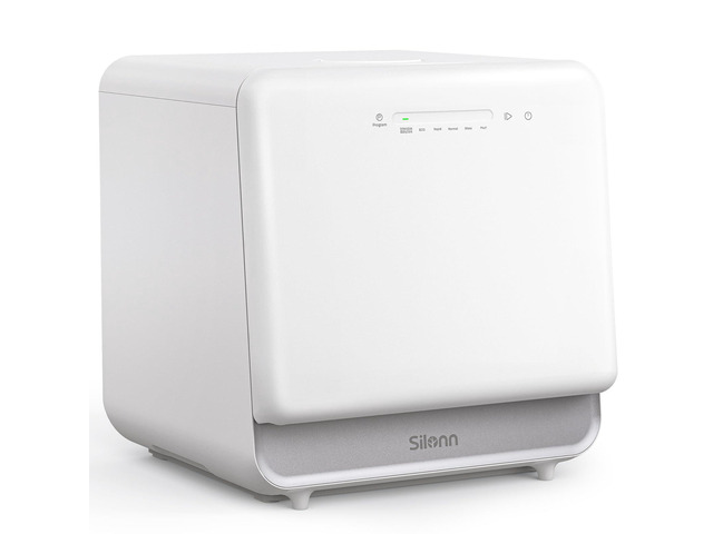 Portable Countertop Dishwasher, 5L Tank No Plumbing Needed 7 Wash Prog 360° Spray, 4-Place Settings Dishwasher Auto Dry for Apartments RVs Dorms