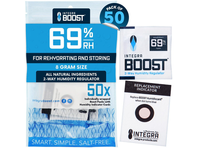 2-Way Humidity Control Pack - Preserve Flavor & Control Humidity at 69% RH - Moisture Absorber for Herbs, Spices & More - 8 Gram (Pack of 50)