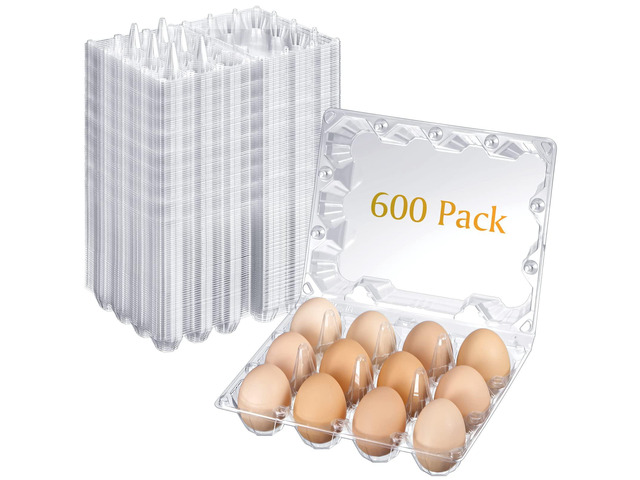 600 Pcs Plastic Egg Cartons Clear Egg Cartons Bulk Blank Tray for Chicken Farm Business Market Home Refrigerator Storage