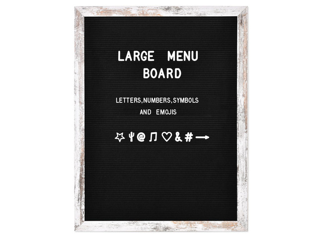 Large Black Felt Letter Board, 24 x 30 inches Changeable Letter Board with Letters, Numbers & Symbols, Wood Frame Black Felt Menu Board for...