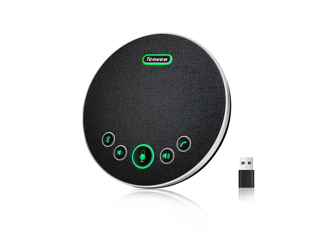 Conference Speaker Microphone, Bluetooth/Dongle/USB Connectivity, 4 AI Noise Mics and 360° Sound Pickup,Compatible with Zoom, Teams, OBS, Supports...