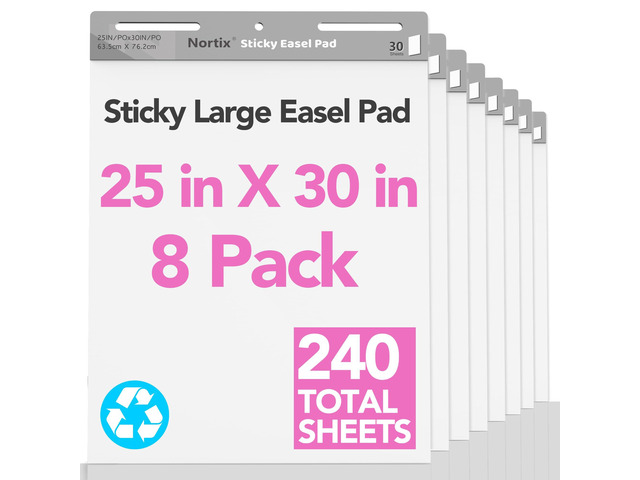 Flip Chart Paper, Sticky Easel Pads, Chart Paper for Teachers,Super Adhesive & Bleed-Resistant, Large Self-Stick Easel Paper for Classroom/Office,...