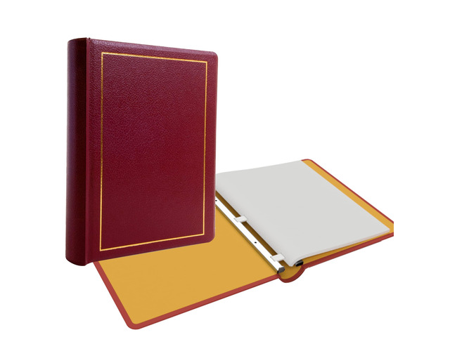 Corporate Minute and Records Book Binder, Maroon Leather w/Gold-Tooled Covers and Spines, Letter Size 8.5 x 11 Inches, 125 Pages/250 Sheet...