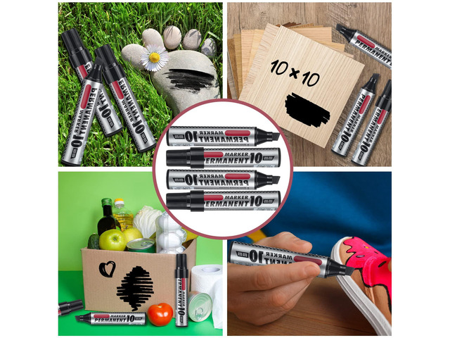 150 Pack Jumbo Size Markers Bulk Black 10mm Chisel Tip Large Marker Pens Waterproof Quick Dry Pen for Industrial Art, Work on Metal Wood Plastic Glass