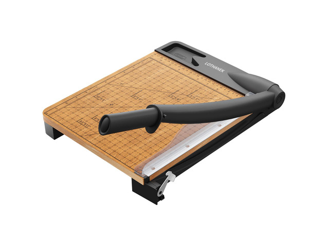 12'' Wood Guillotine Paper Cutter, Heavy Duty Wood Base Paper Trimmer with 16 Sheets Capacity Paper Cutting Board for Classroom, Crafting,...