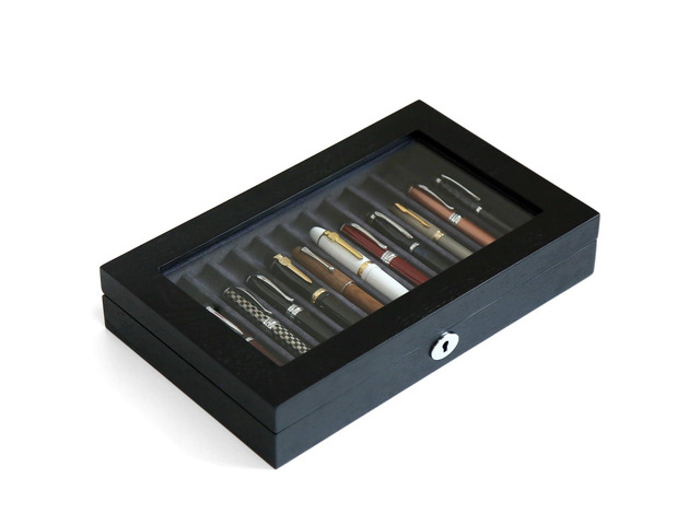 Wood Pen Display Case 12 Pens, Fountain Pen Display Box, Lockable Pen Storage Box with Glass and High-End Hardware, Pen Box Organizer, Pen...