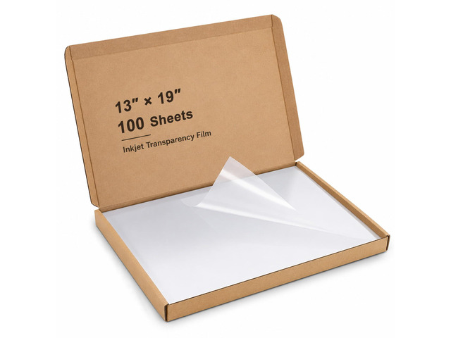 13 x 19 Inch Waterproof Inkjet Transparency Film for Silk Screen Printing, Crafts (13''x19'', 100 Sheets)