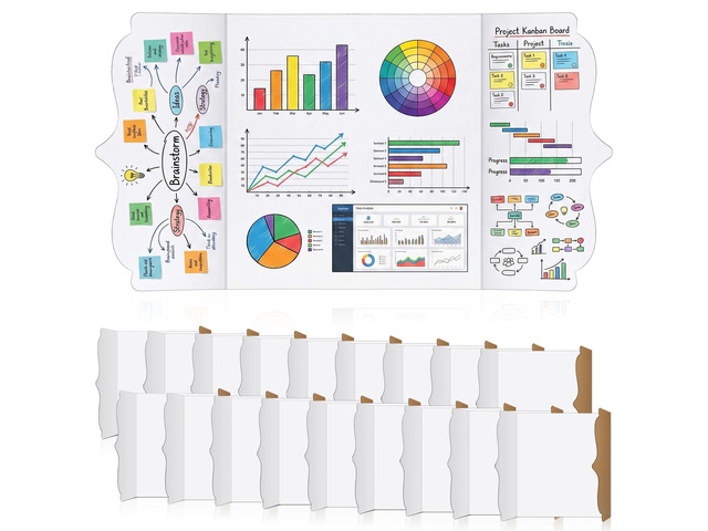 20 Pack Trifold Poster Board 36 x 48 in, White Display Boards Bulk Self-Standing for Science Fair, Back to School Classroom Projects