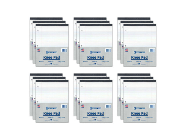 Stiff Back Legal Pads, 18-Pack, 8.5'x11.75', 100 sheets of 15 lb White Paper Per Pad, 3-Hole Punched, College Ruled with Margin