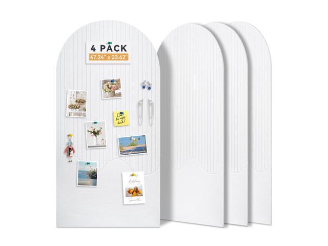 Large Arched Felt Bulletin Board, 47.24x23.62in, Beige, 4-Pack Cork Board Alternative, One-Piece No Assembly, 120 Push Pins, Office Wall Decor,...