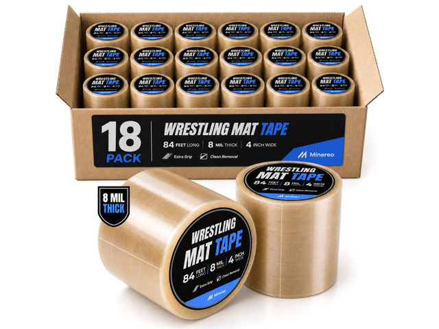 Wrestling Mat Tape 4in x 84ft - 8 Mil Clear Vinyl, Grappling BJJ MMA & jiu jitsu tatami seam tape, puzzle & gym floor mats, strong adhesive,...