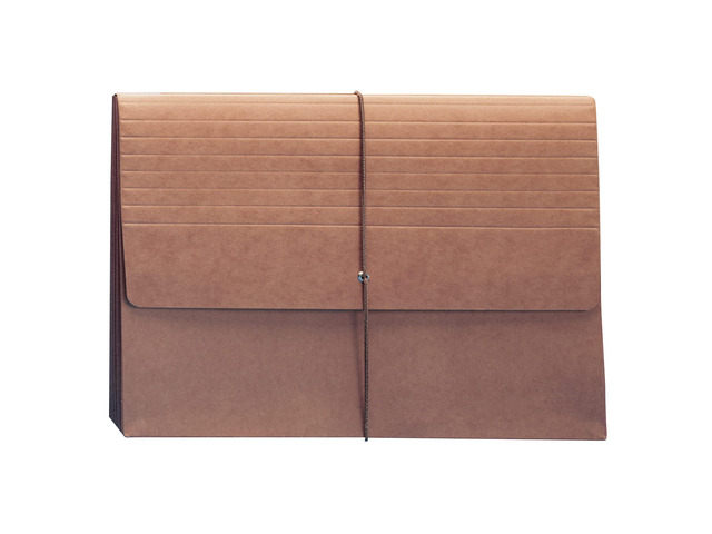 Expanding File Wallet, Flap and Cord Closure, 5-1/4' Expansion, Extra Wide Legal Size, Redrope, 10 per Box (71189)