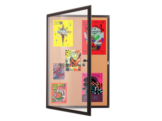 36x24 Inch Enclosed Bulletin Board,Outdoor Weatherproof Tamper-Proof Noticeboard with Locking Doors, Black Aluminum Frame Shatter Resistant...