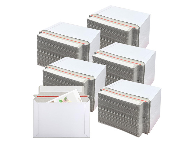 500PCS Self Seal Rigid Mailers, 6.5 x 4.5 Inch Self Seal Cardboard Mailers, White Rigid Photo Mailers Cardboard Envelopes for Photos, Shipping CD,...