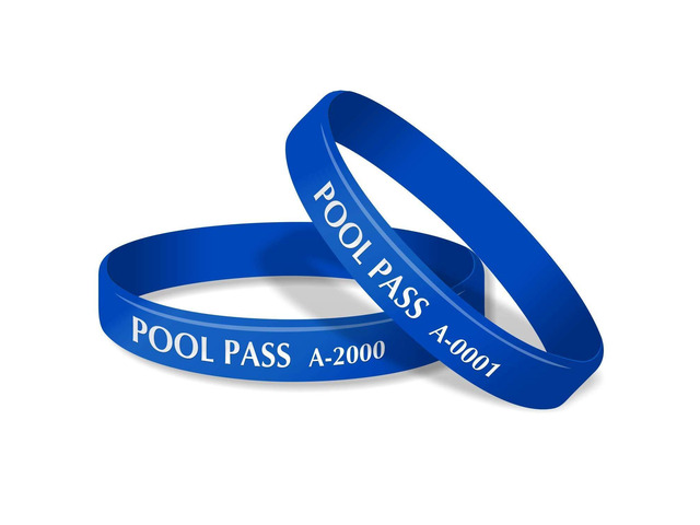 (100-Pack) Adults Pool Pass Silicone Wristbands with Consecutive Numbering, Prefix A, 1/16 inch Silicone Bracelet Band, 8 L x 0.5 W x 0.06, Blue...