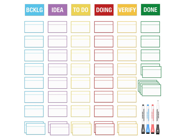 Magnetic Kanban Board Scrum Card, 5x3 Dry Erase Magnet Label, Reusable Planning Card Agile Board Kit for Whiteboard or Any Magnet Friendly Surface...