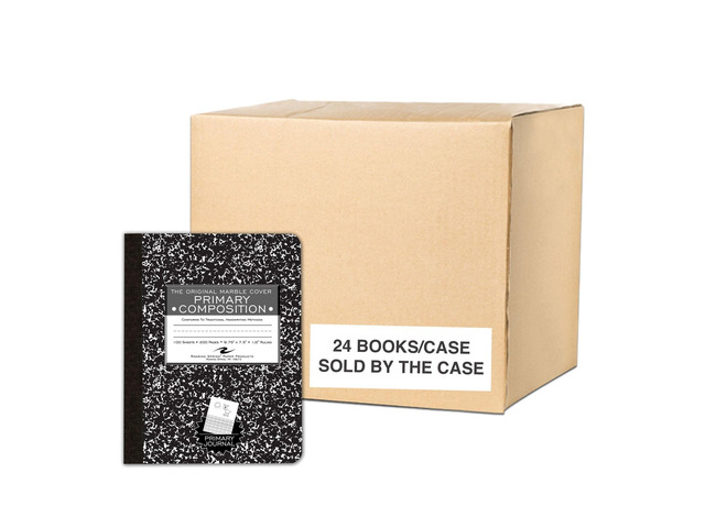 Picture Story Composition Notebook, Primary Ruled Drawing & Writing Journal, 24 Pack, 9.75' x 7.5', 100 Sheets (200 Pages), Black Marble Hard...