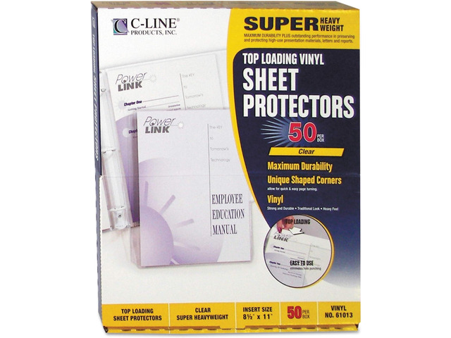 Top Loading Super Heavyweight Vinyl Sheet Protectors, Non-Glare, 8.5 x 11 Inches, 50 per Box (61013) (Pack of 5)