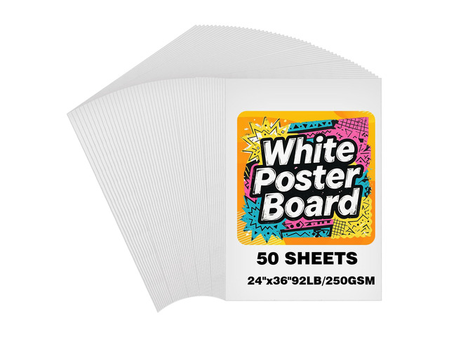 50 Sheets White Poster Board, 24' x 36' 250 GSM Blank Large Poster Paper for Art Display, Classroom Use, School Craft Projects, Signs, and Project...