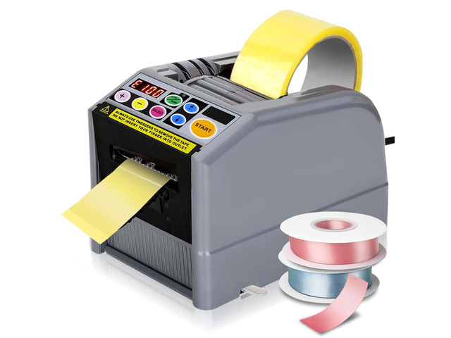 Ribbon Cutting Machine, Automatic Tape Dispenser Cutting 6-60mm Width 999mm Max Cutting Length, Electric Tape Cutting Machine for Office Shipping,...
