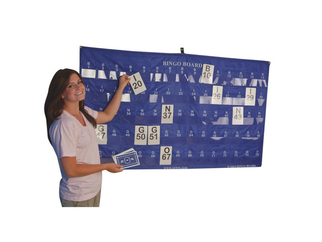 Manual Bingo Masterboard Pocket Chart. Large 60' L x 35' W Chart with 75 Pockets to Hold Bingo Calling Cards. Pockets are about 4' Wide. Includes...