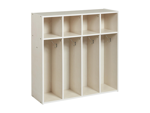 Streamline 4-Section Toddler Coat Locker with Cubby Storage, Kids Furniture, White Wash