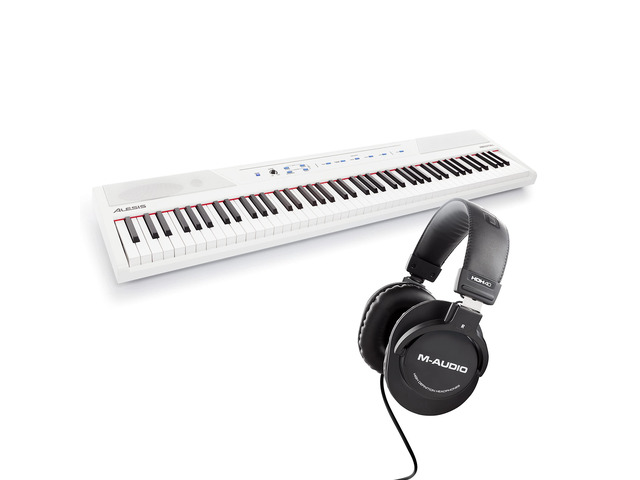 Recital 88 Key Digital Piano Keyboard with Semi Weighted Keys, 5 Voices, Piano Lessons, and M-Audio HDH40 Piano Headphones for Silent Practice