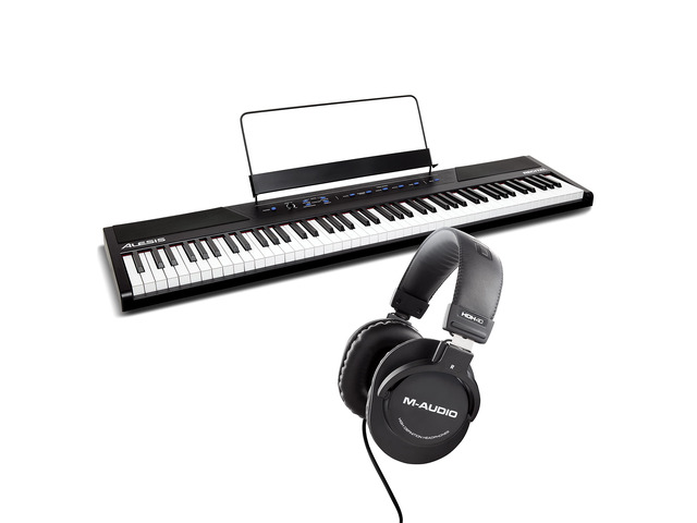 Recital 88 Key Digital Piano Keyboard with Semi Weighted Keys, 5 Voices, Piano Lessons, and M-Audio HDH40 Piano Headphones for Silent Practice