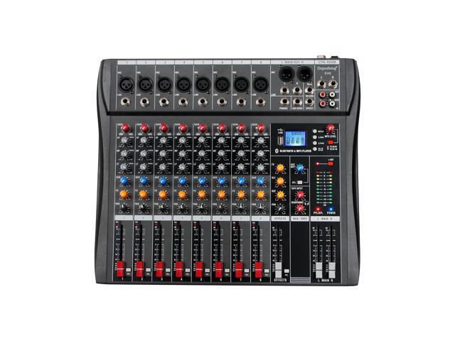 Audio Mixer Professional 8 channel,DX8 Sound Board DJ Mixing Console System Interface USB MP3 Input Bluetooth 48V Phantom Power,Black, USB Audio...