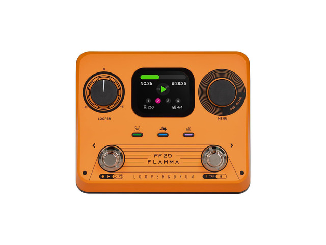 FF20 Looper Pedal Drum Machine, Drum Looper Guitar Pedal with Screen, 300 Min Recording, 220 Drum Grooves, 100 Loop Slots, Time Stretch, Auto...