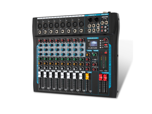 8 Channel Audio Mixer Sound Board Mixer 16 DSP Effect Audio Interfacer w/USB Drive for Computer Recording, 48V Power, XLR Microphone Jack DJ Mixer...