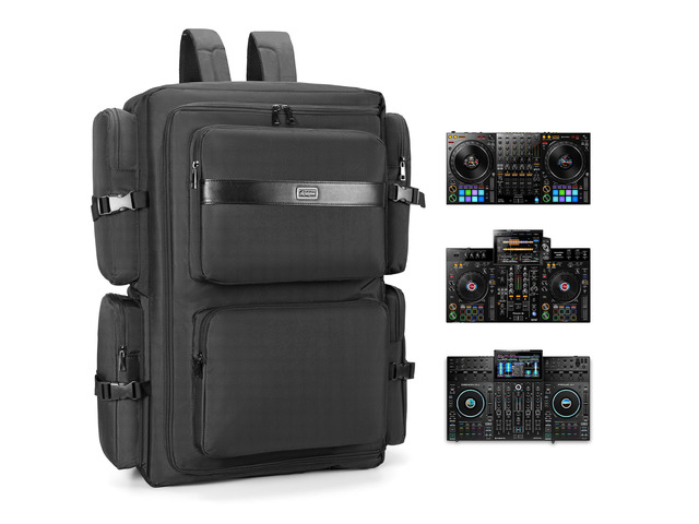 DJ Backpack for Club Gigs, DJ Mixer Case Compatible with Pioneer DDJ-REV7, Pioneer DDJ-RX, Denon DJ SC LIVE 4, Novation Launchkey 49 and More...