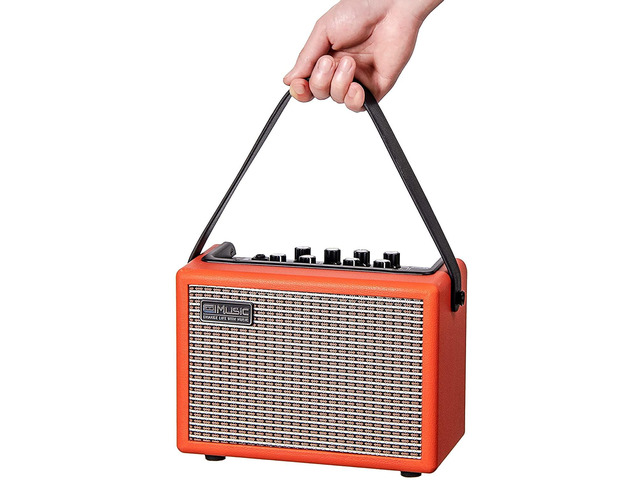 Acoustic/Electric Guitar Amplifier, with,15 Watt Portable Bluetooth Speaker for Guitar Acoustic/Electric with Reverb Effect, 2 Band EQ,Orange