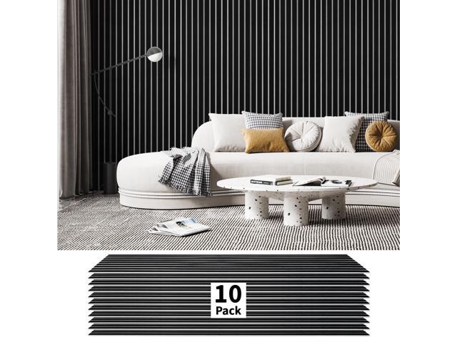 10 Pack Acoustic Panels, 48' X 12' X 0.43', Black and White Soundproof Wall Panels, Self Adhesive, High Density Sound Absorbing, Acoustic...