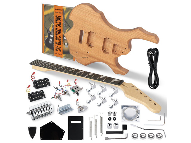 DIY Electric Guitar Kit, Fire Style Mahogany Body & Maple Neck Guitar with HH Pickups, Easy to Assemble Kit with All Parts Included Build Your Own...