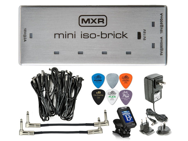 MXR M239 Mini Iso-Brick 9v,18v Effects Pedal Power Supply with Bundle Including Dunlop ECB004 18-volt Adapter, True Tune Tuner, Patch Cables and...