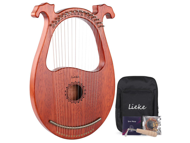 Lyre Harp 16 Metal Strings Mahogany Mini Harp Instrument Gift Easy to tune, Pleasant Tone for Beginner Practice Performance,Home Relaxation...