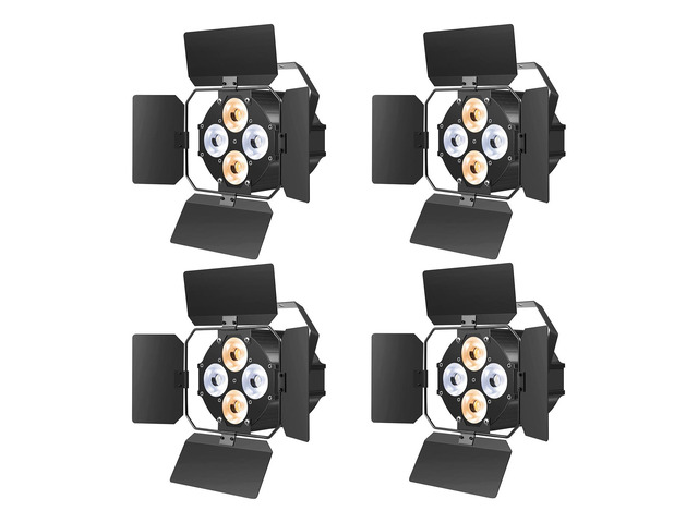 Stage Lights with Barn Doors, LED Par Lights Warm & Cool White Spotlights, Sound Activated DMX512 Professional Par Can Light for Theater Church...