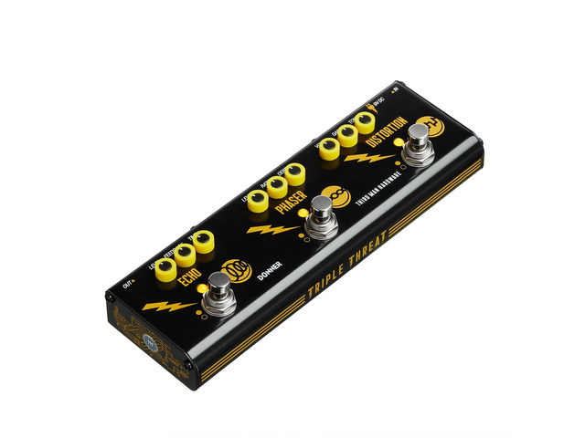 X Third Man Hardware Multi-Effect Pedal, Triple Threat 3-in-1 Analog Guitar Pedal Distortion Phaser Echo Pedal with Adapter for Electric Guitar