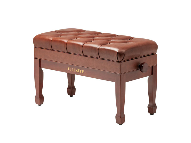 Genuine Leather Duet Piano Bench with Storage,Adjustable Heavy Duty Wooden Double Keyboard Seat XHJ-11G(Brown)
