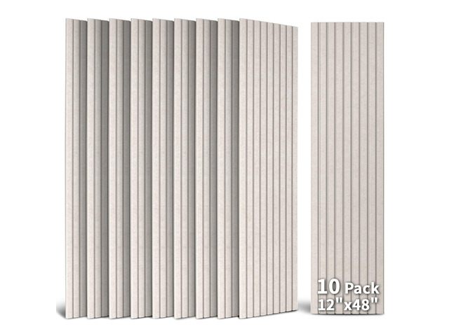 Acoustic Panels, 48' X 12' X 0.35', Camel, 10 Pack Soundproof Wall Panels, Self Adhesive, High Density Sound Absorbing, Noise Echo Reduction, for...