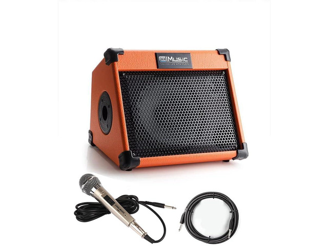 Acoustic Guitar Amplifier, 20 Watt Bluetooth Amp for Guitar Acoustic with Reverb Chorus Effect, 3 Band EQIncluding Microphone and Audio Cable