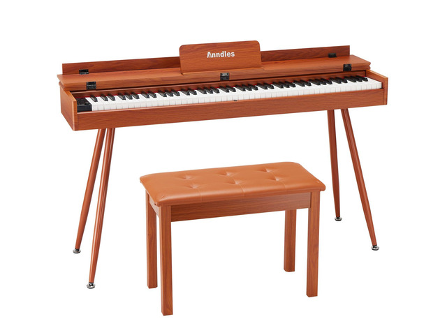 Electric Piano 88 Keys Digital Piano Weighted for Beginner Keyboard Piano Include Piano Bench Power Adapter Three Pedal Manual User (Wood Color)