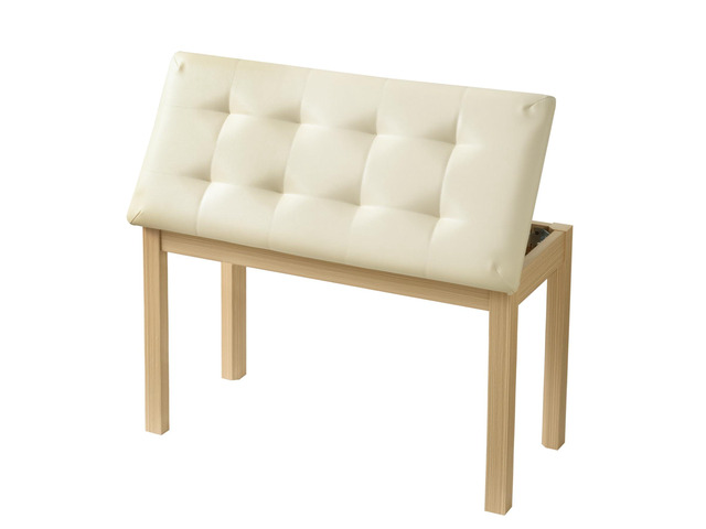 Duet Piano Bench Wooden Keyboard Bench with Storage Compartment, 29''Piano Chair Seat with Padded Cushion, Long Piano Stool Beige